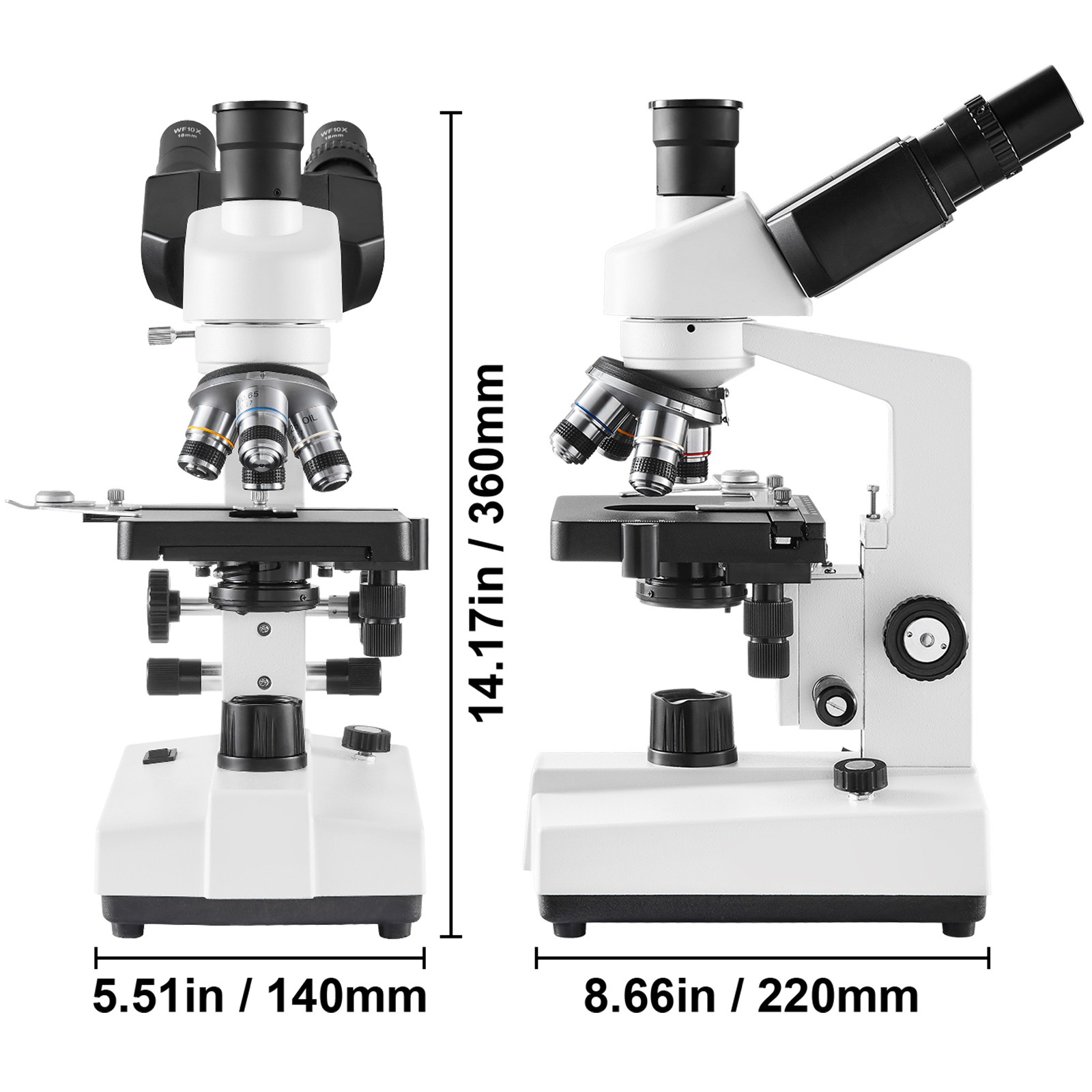 VEVOR Compound Trinocular Microscope 40X-5000X Two-Layer Mechanical Stage