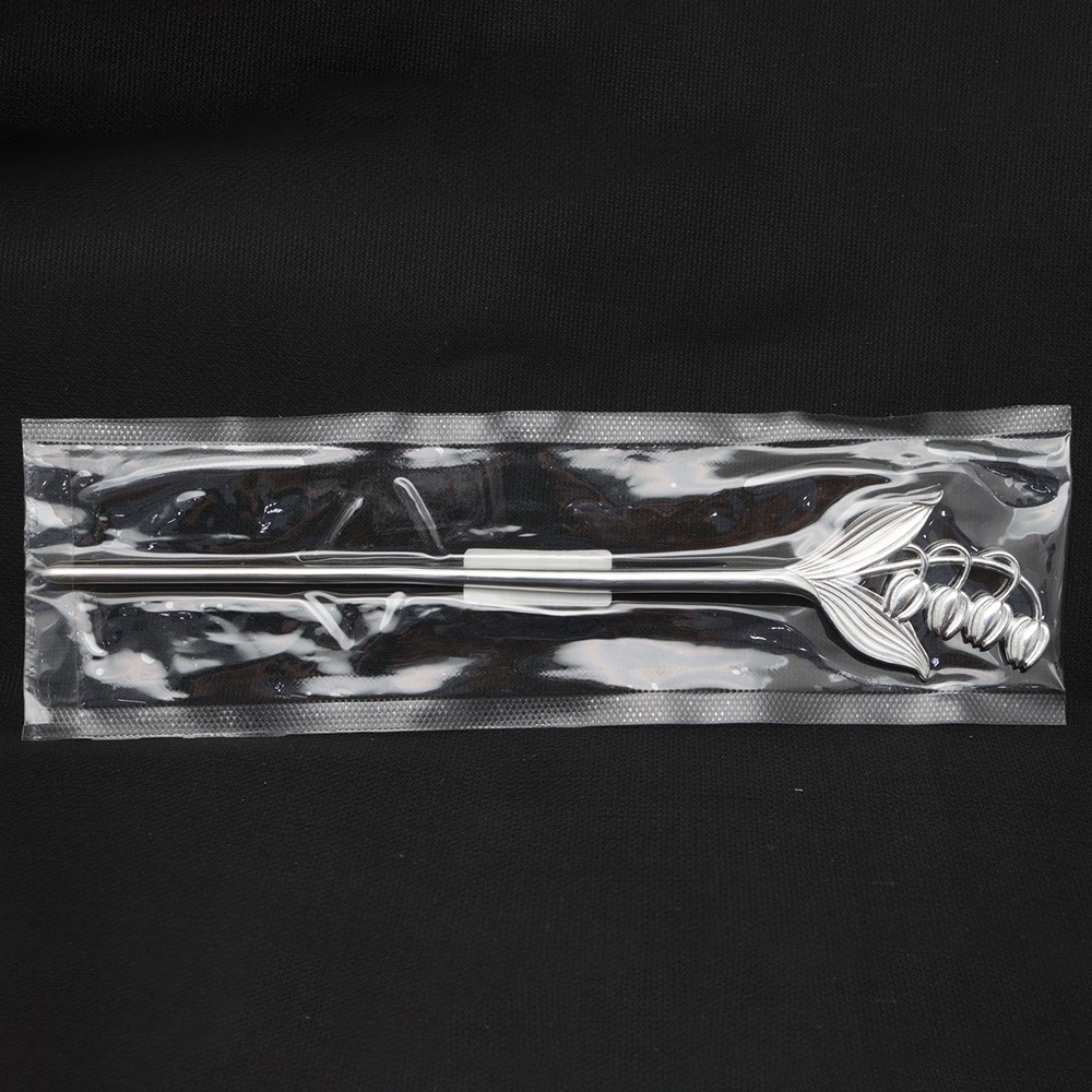 Pure S999 Fine Silver Hairpin Daily Carved Lily Flower Hair Stick 26g 6.7inch