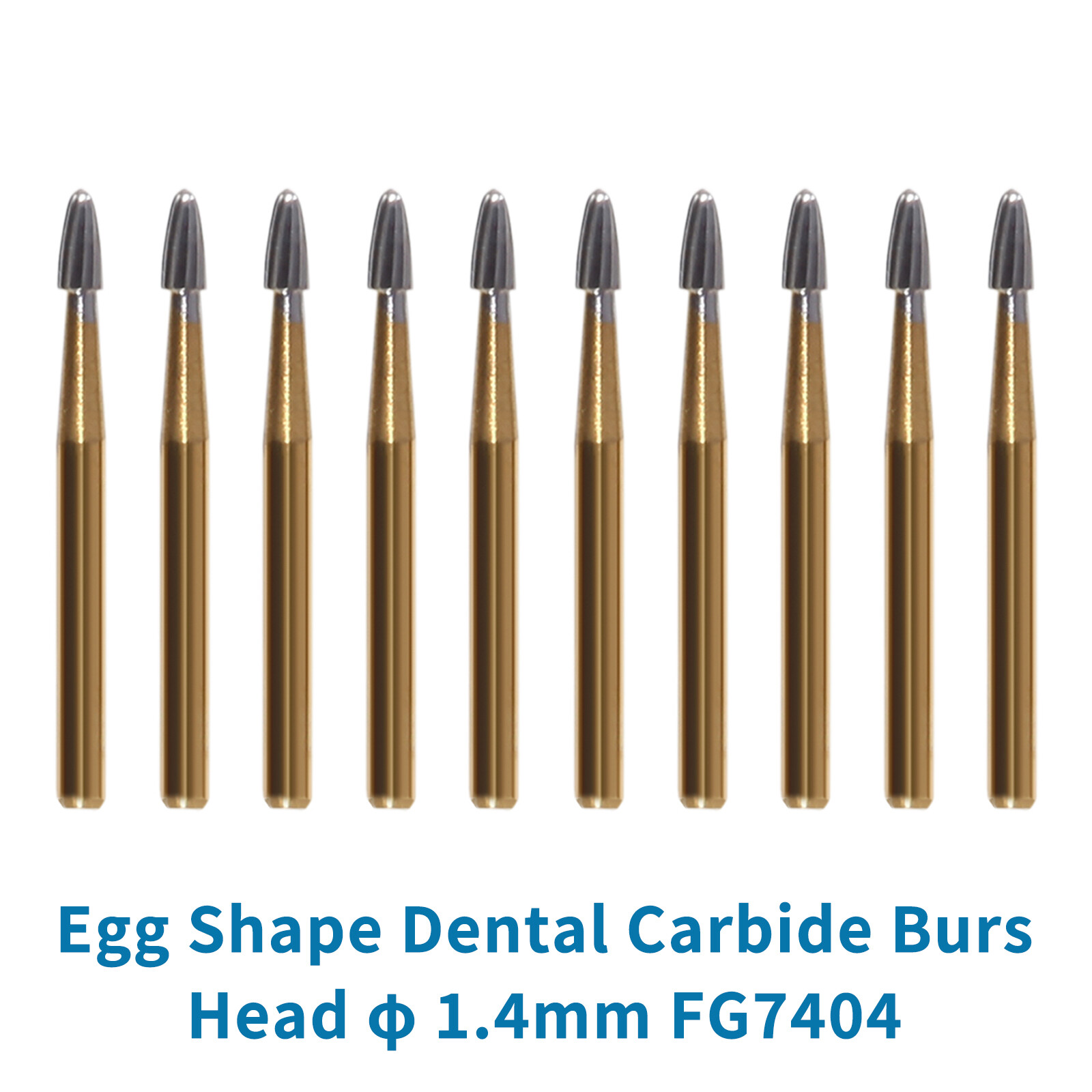 10Pcs Dental Tungsten Carbide Burs Trimming & Finishing Egg Football FG 7404 ns