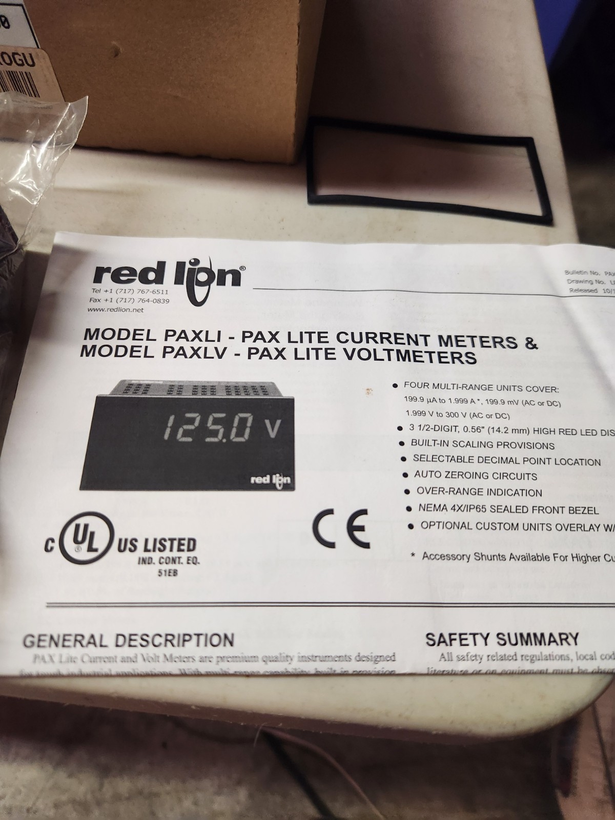 NEW- Red Lion PAXLVA00 Digital Current Meter Display- In Original Packing/Box