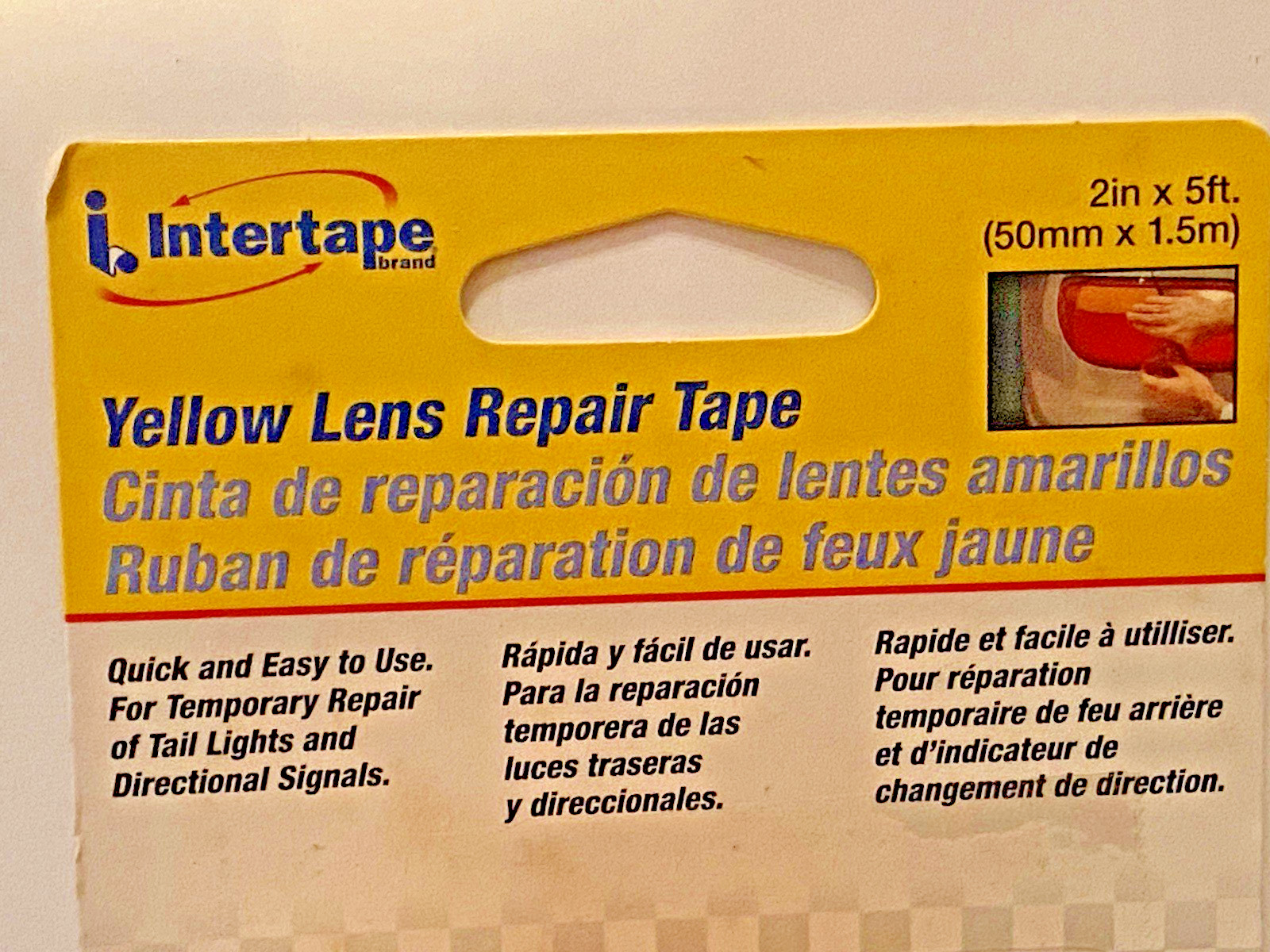 Headlight Taillight Lens Repair Tape, Amber / Yellow, 1.875 in x 60 in.
