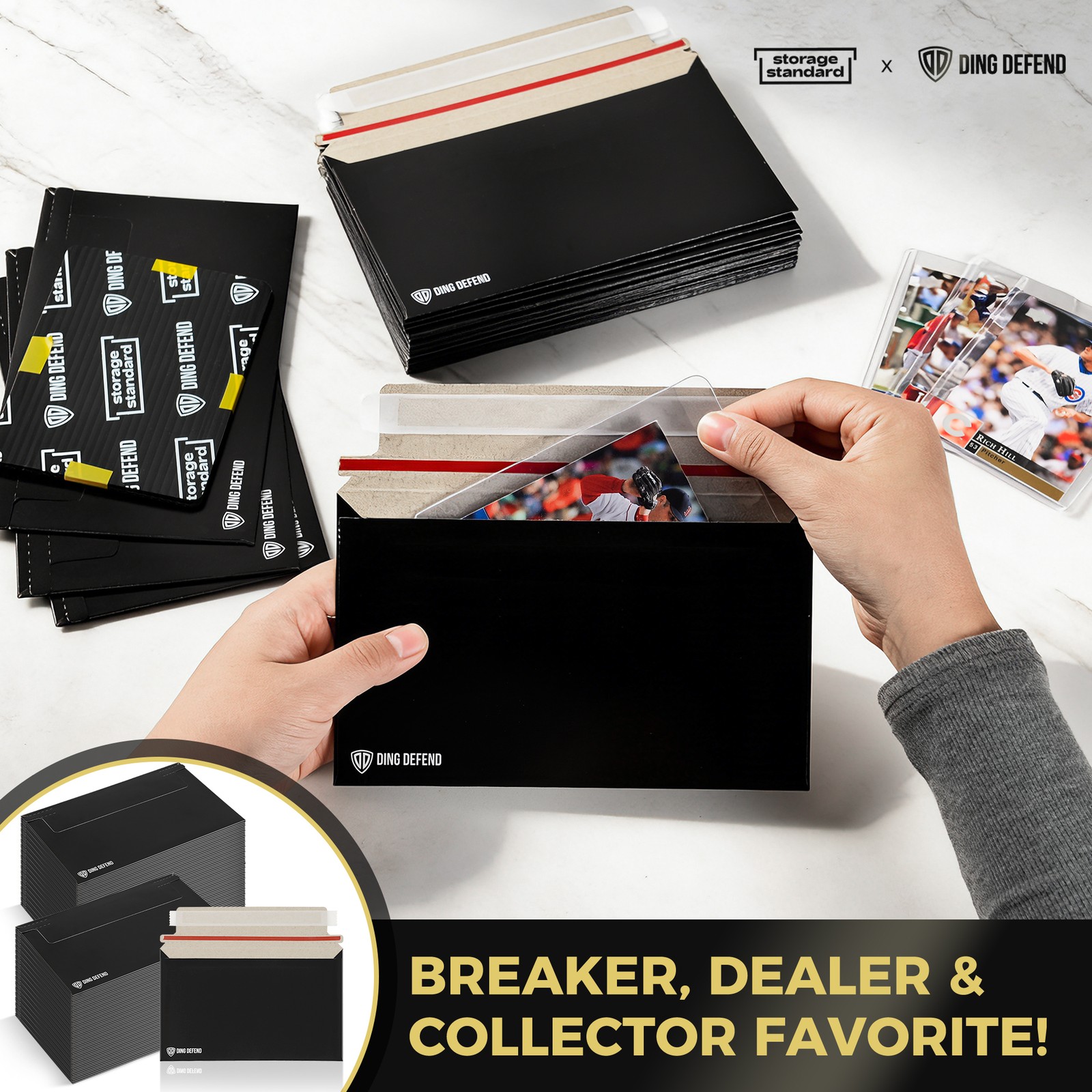 Card Shipping Envelopes 110 Pack – 7 x 4.35 In Trading Cards Self-Adhesive Black