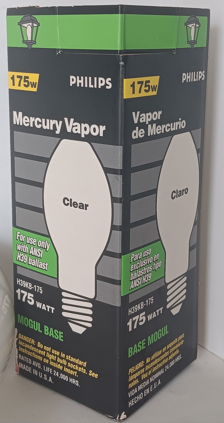 Collectible Box for H39KB-175W Mercury Vapor 175 Watt Lamps + 3 Untested Bulbs