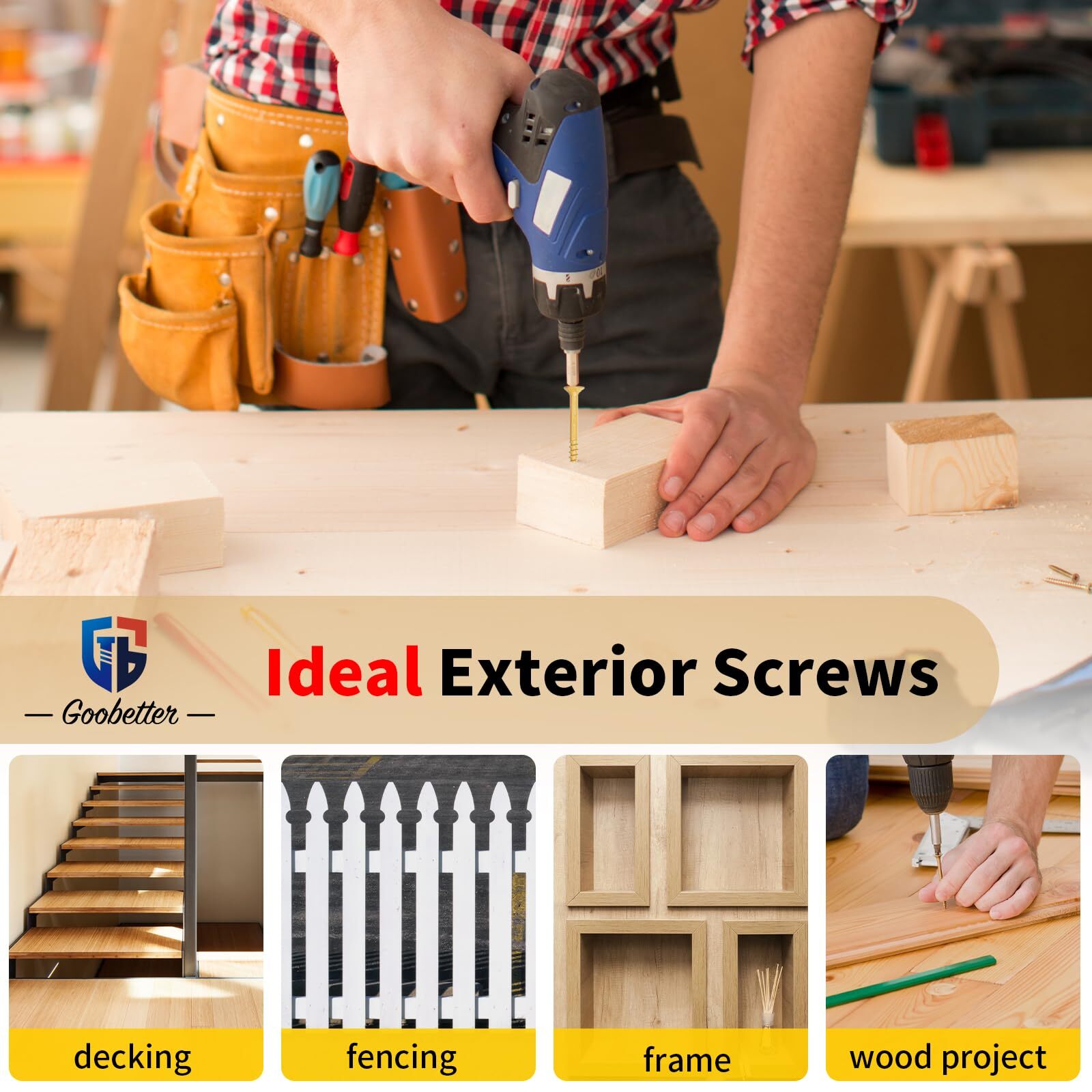 #8 #9 #10 Deck Screws T25 Torx Drive Self Tapping Wood Decking Fencing Screws US