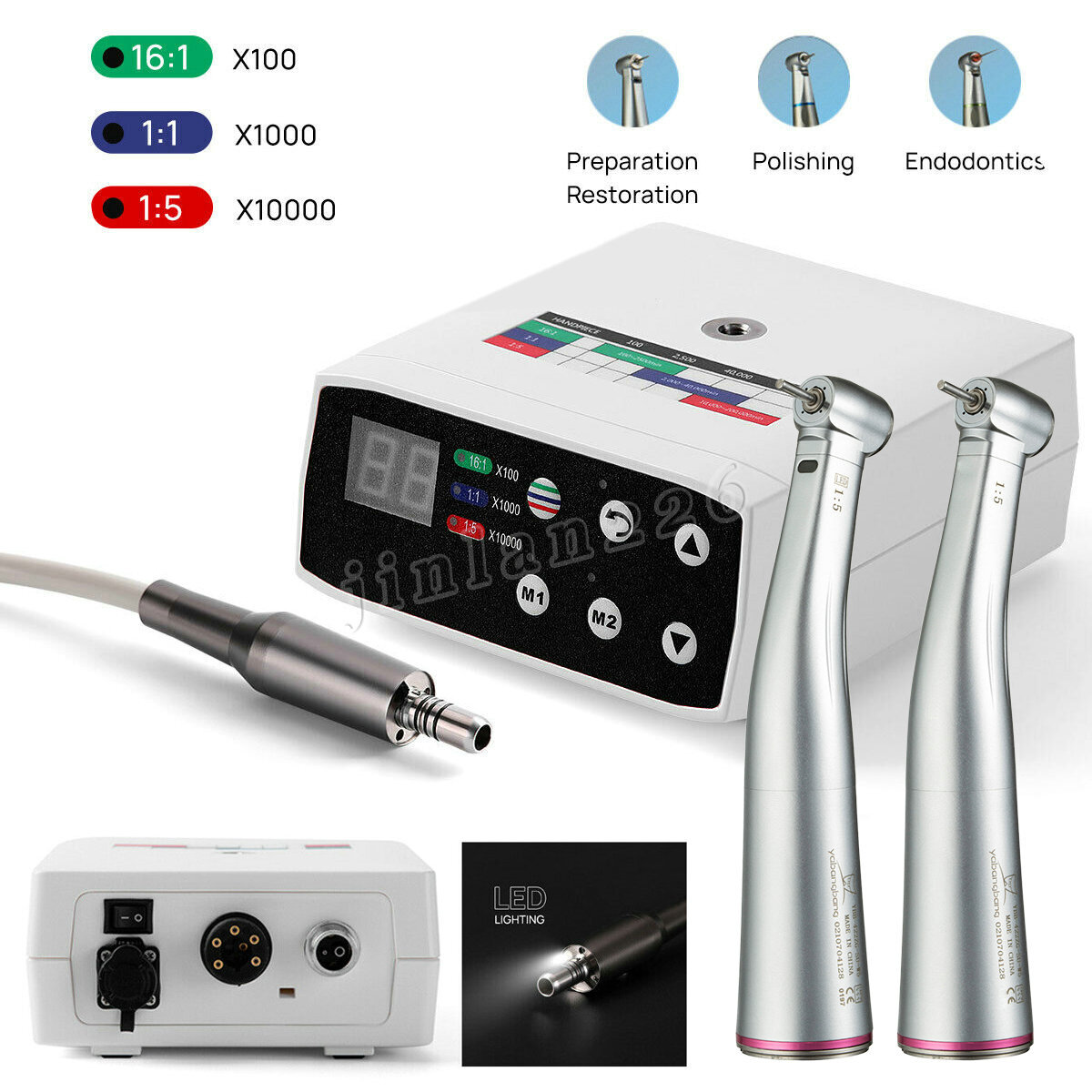 NSK Style Dental LED Brushless Electric Micro Motor/ 1:5 Increasing Handpiece US