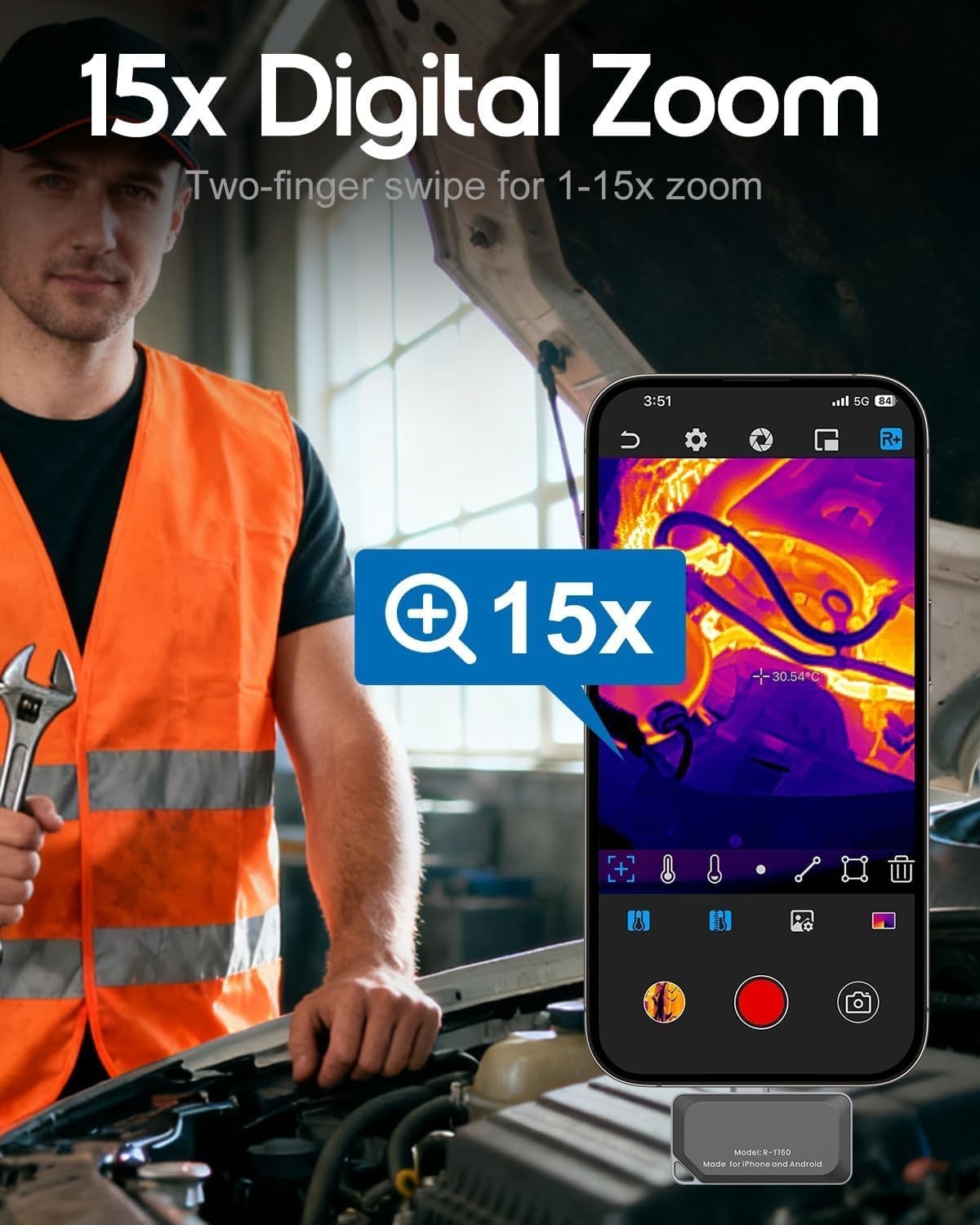 REVASRI Thermal Camera for iPhone and Android, 320×240 Super IR Resolution Th…