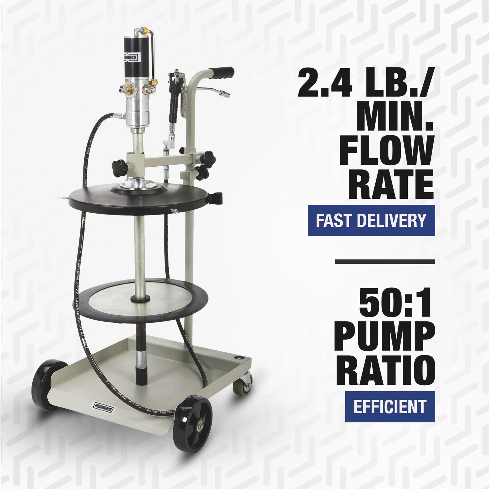 Roughneck Mobile Air-Operated Grease Pump Kit, 50:1 Ratio, 150 PSI, Fits
