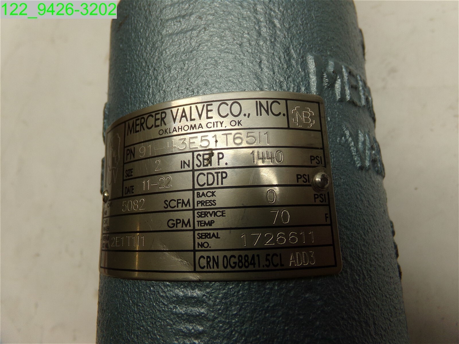 MERCER 2″ VALVE 91-43E51T65I1 1440 PSI 9100 SERIES