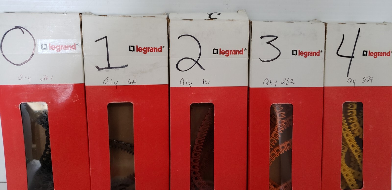 LEGRAND 38203 CAB3 CABLE MARKERS, # 0-9, SIZE 1.5-2.5mm², TOTAL QTY 2244, NIB