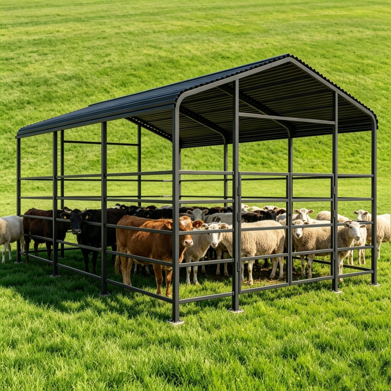 13×20 ft Heavy Duty Galvanized Steel Livestock Shelter Farm Animal Corral Shed