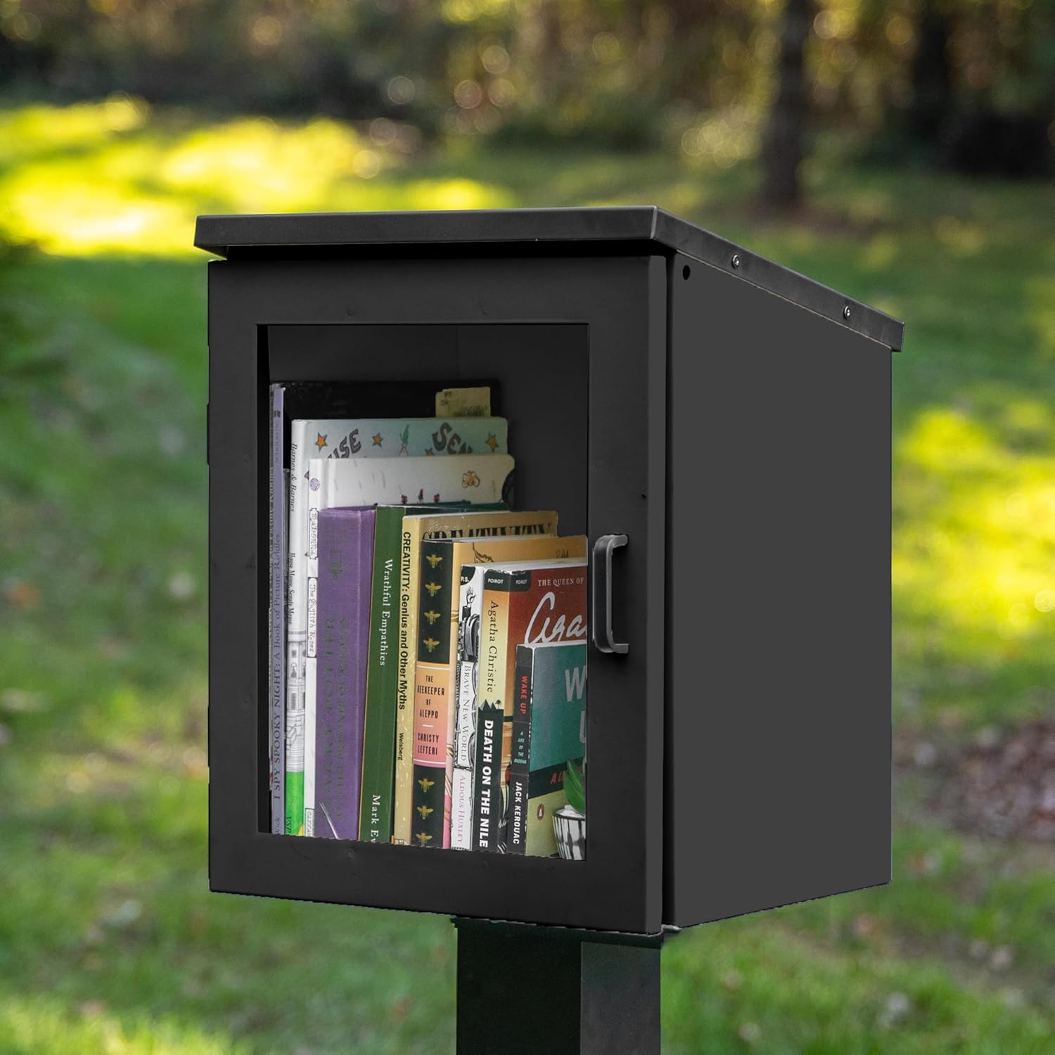 Outdoor Library Book Box – Free Literature Exchange Kit for outside – Black Powd