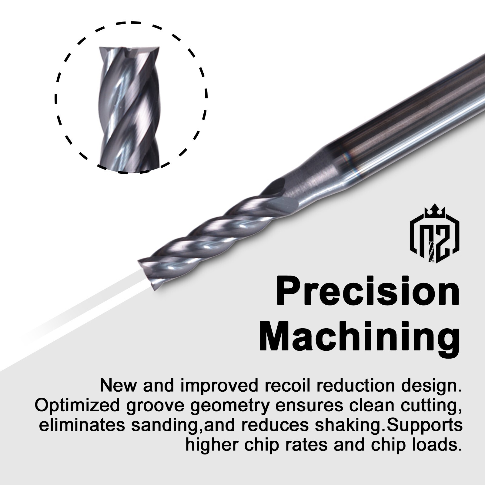 5 PCS 5/32″ 4 Flute 2″ Overall Length Solid Carbide End Mill AlTiN Coated