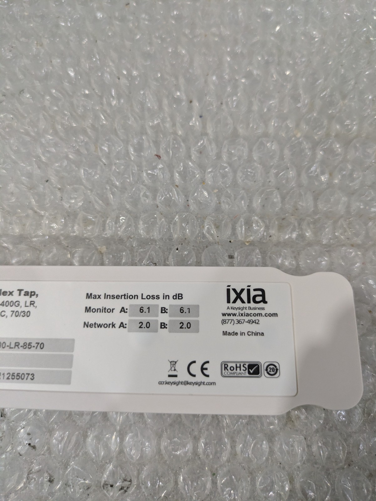 IXIA FLEX TAP FIBER 1-400G,LR, 8.5UM,LC,70/30 TP-100-LR-85-70 REV A