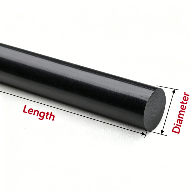 Black PEEK Rod Round Bar High Temperature Engineering Plastic 100mm 200mm Length