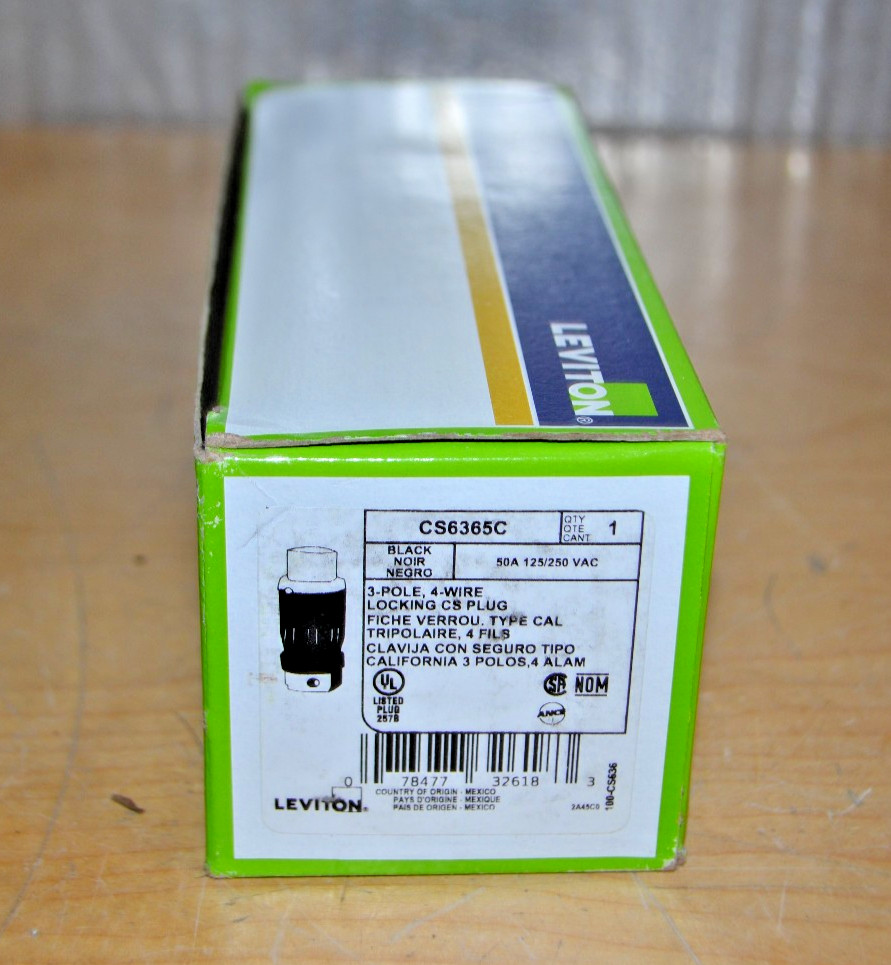 Leviton ~ CS6365C ~ 50A 125/250Volt AC Locking Plug ~ NEW