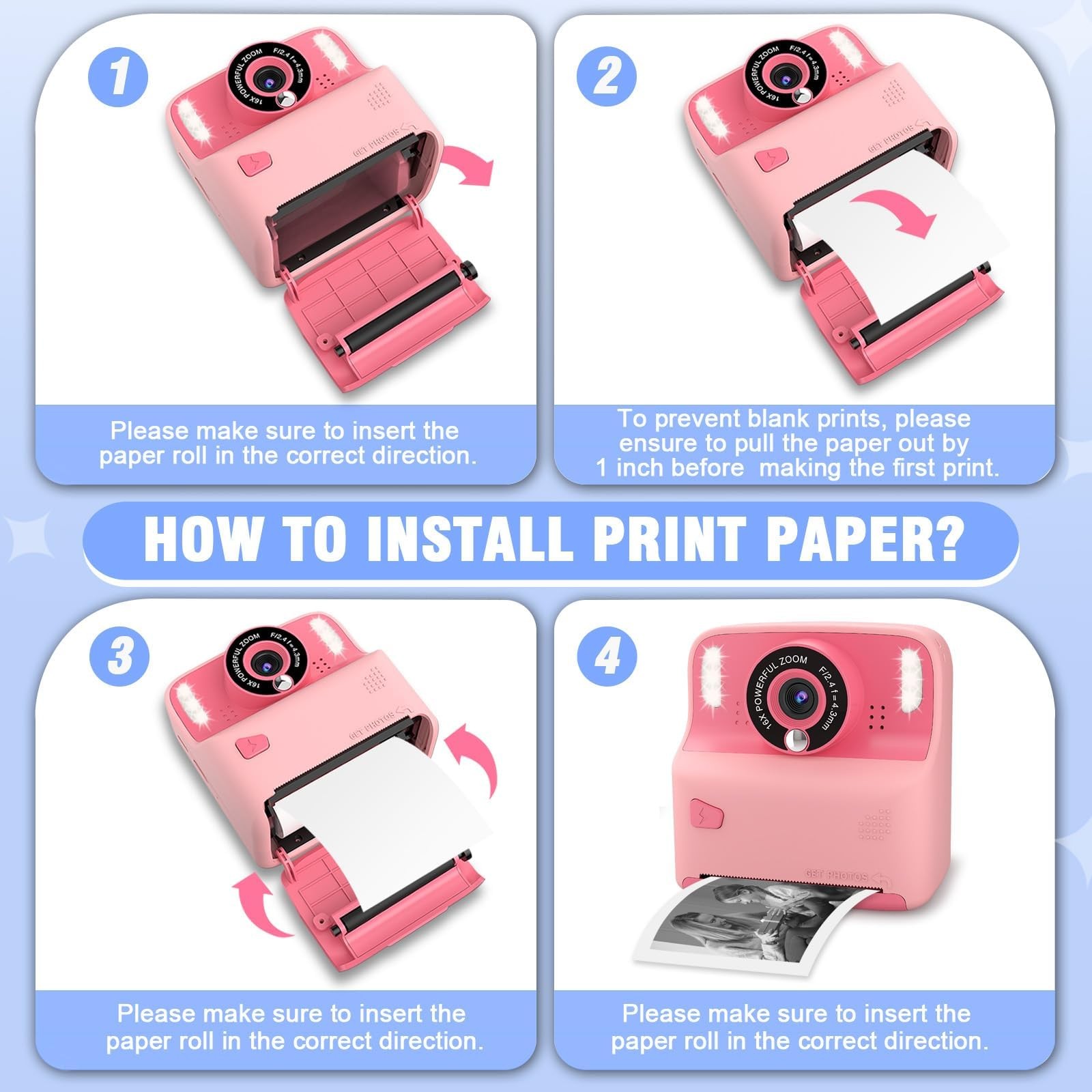 12 Rolls Thermal Print – for Instant Print Multiple Brands (12 Rolls-Black&Wh…