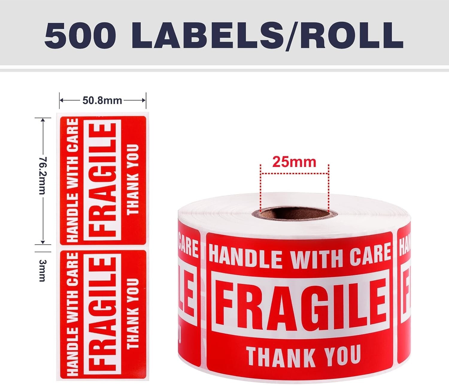 Fragile Stickers 1 Roll 500 2×3 Fragile Label Sticker Handle With Care Mailing