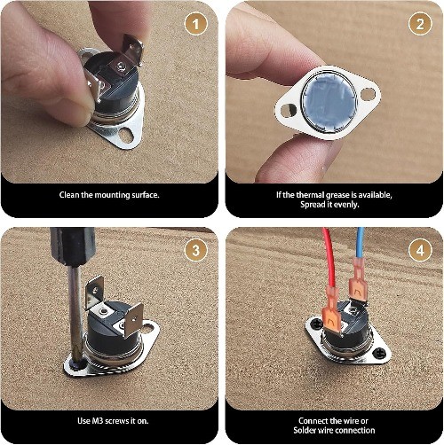 UL CUL KSD301 Thermostat Thermal Switch 125V 16A 60C 140F Size: 60°C/140°F -M