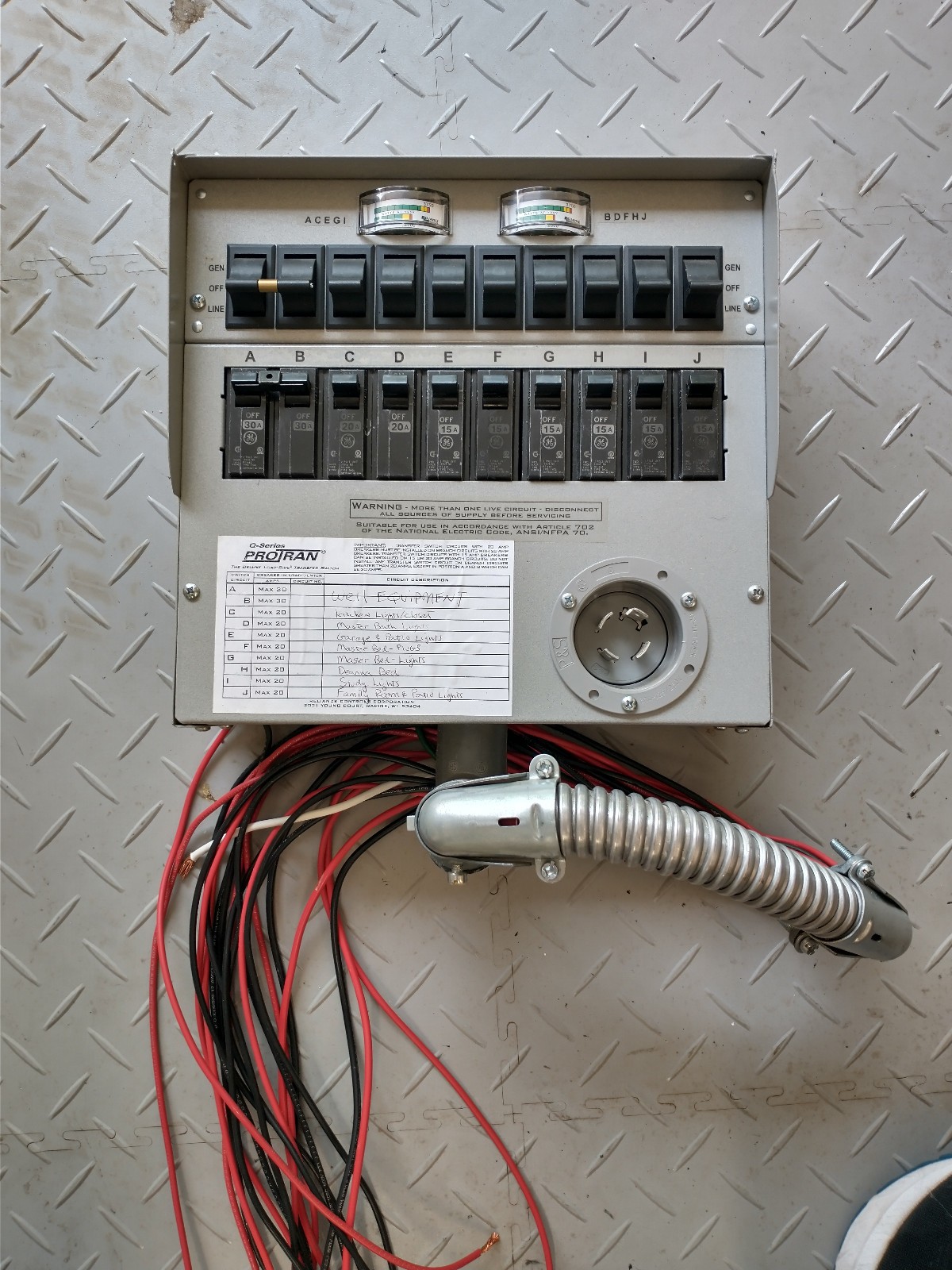 Reliance Controls A510C 50A 120/240V 10-Circuit Manual Transfer Switch