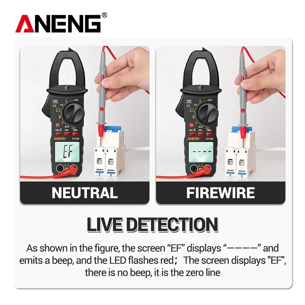 ANENG ST180 Digital Clamp Meter 4000 Counts AC Current Multimeter Voltage Test