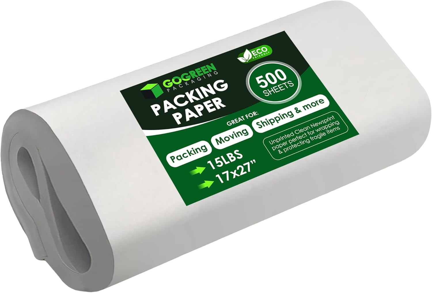 Newsprint Packing Paper – 500 Sheets, Large 27″ X 17″ Unprinted Packing Paper Sh
