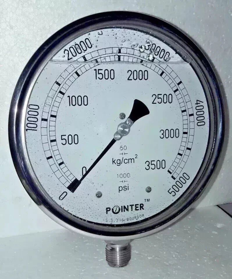 High Pressure Gauge Dual Scale Pointer 0-50000 PSI /0-3500 BAR 6″150MM Dial