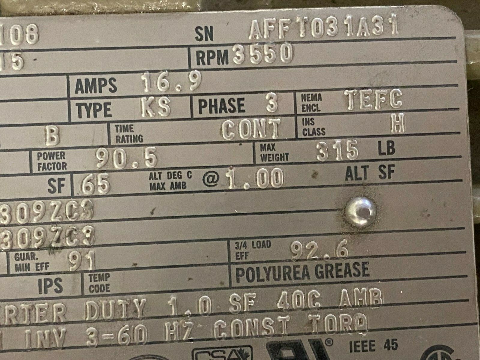 👀 NEW GE GENERAL ELECTRIC 15 HP ELECTRIC MOTOR 254T FR 3550 RPM 5KS254SAA108