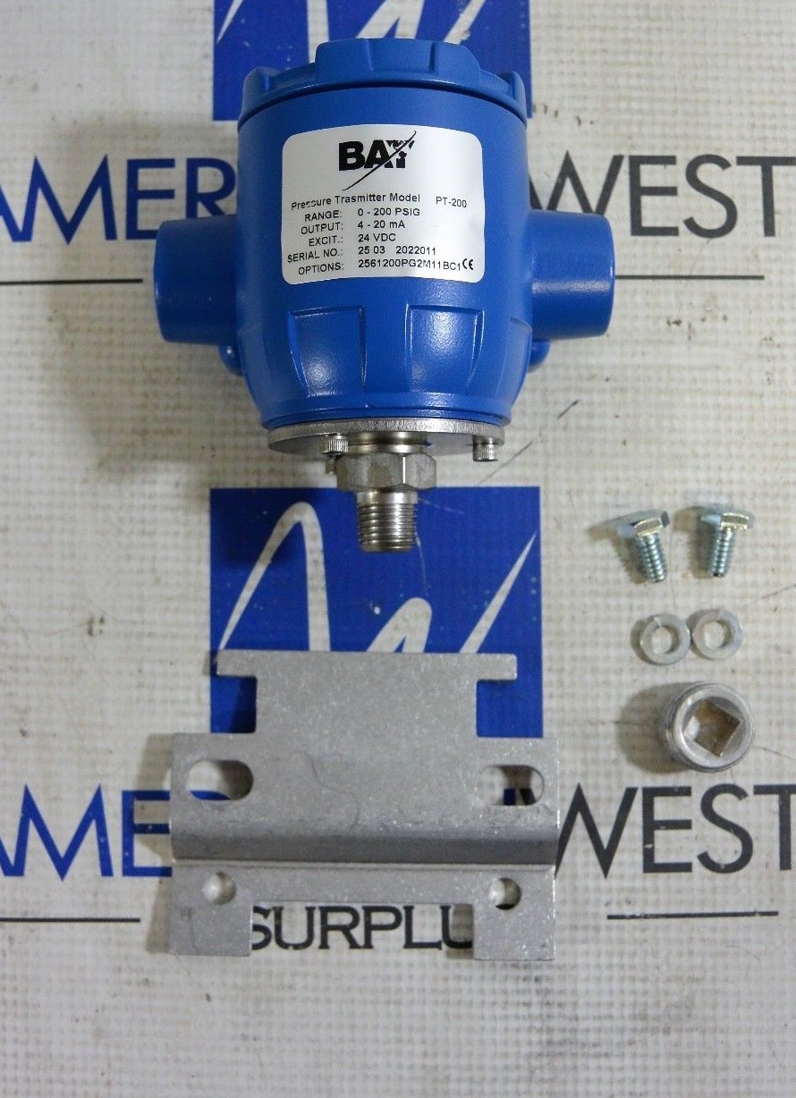 BAY TRANSMITTERS PT-200 0200 PSIG 4-20mA 24VDC PRESSURE TRANSMITTER- NEW IN BOX