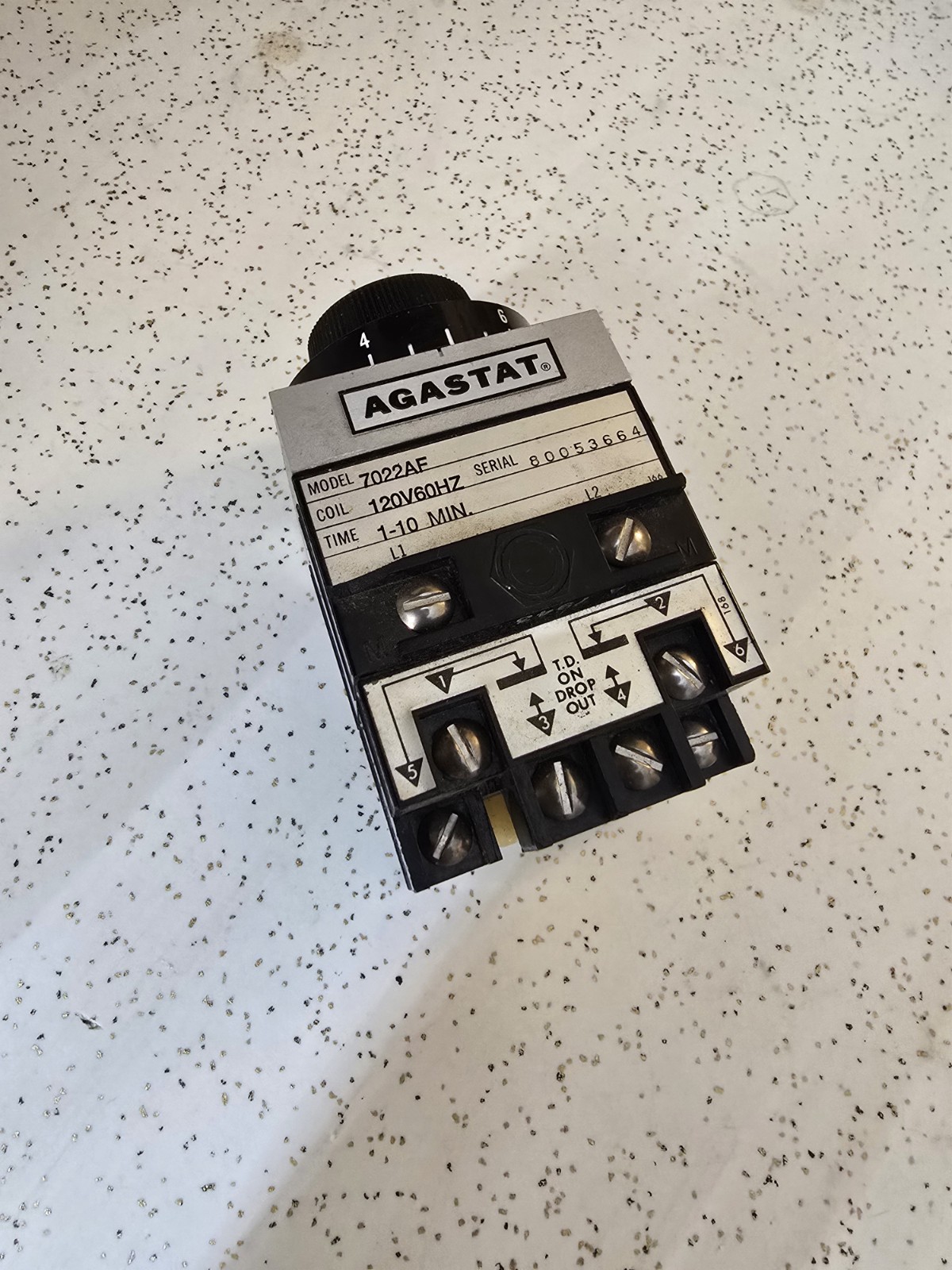 Agastat 7022AF Time Delay Relay 1-10 Minute 120V 60Hz Coil 800A 600VAC