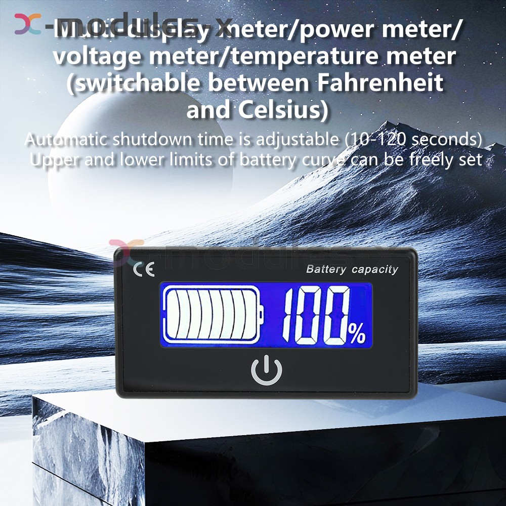 DC8-100V Battery Indicator Percentage Battery Voltage & Temperature Tester Meter