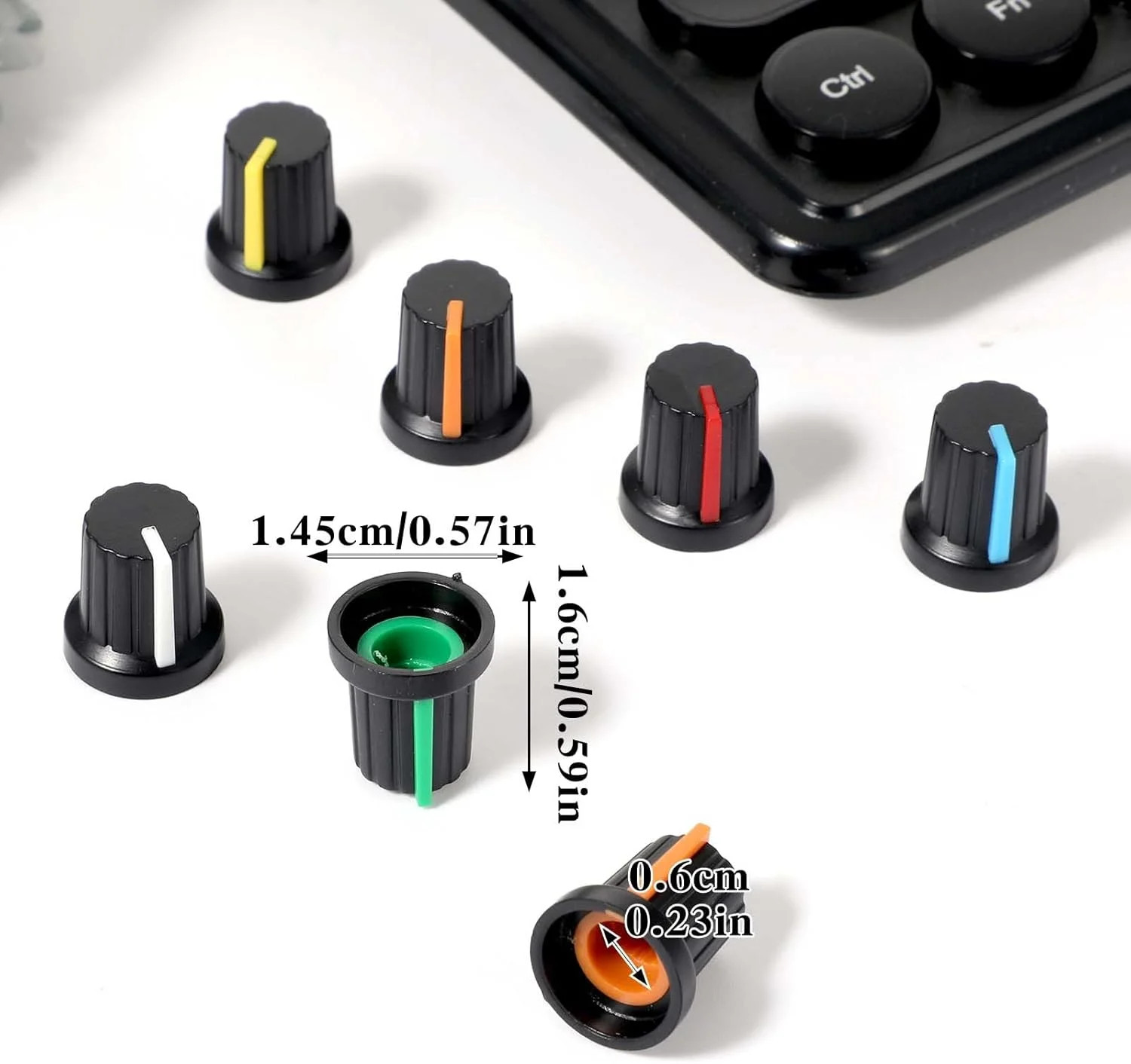 30 Pcs 6mm Knurled Shaft Potentiometer Knob, 6 Colors Potentiometer Control Knob