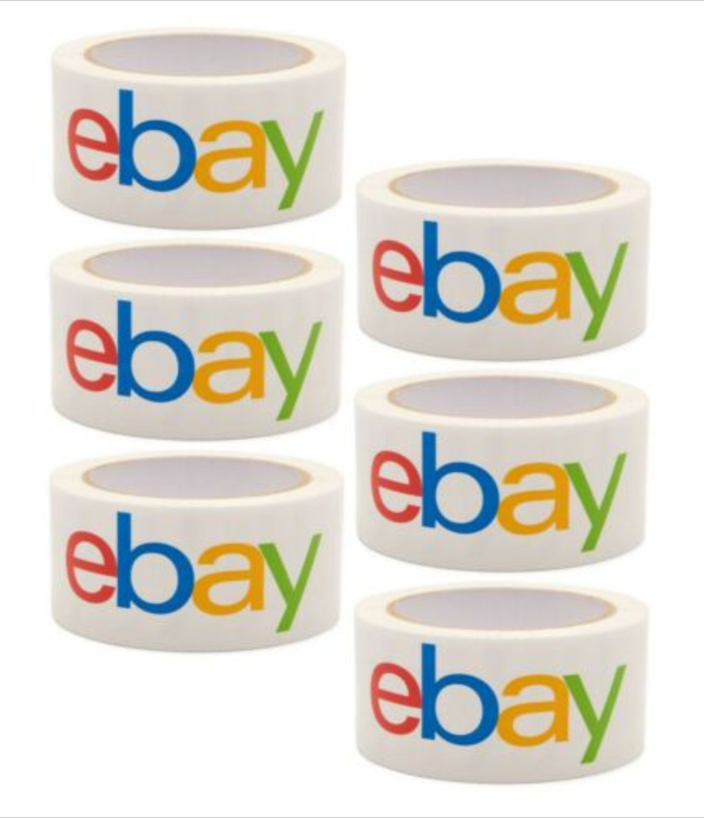 6 Rolls Official eBay MULTICOLORED Packing Packaging Tape 2″ x 75 Yards