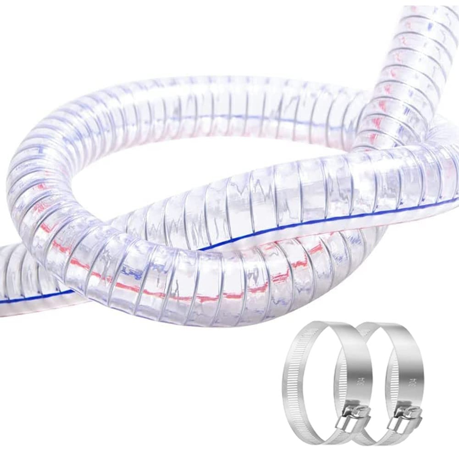 QuQuyi 3/4″ ID x 1″ OD, 10FT length Steel Wire Hose PVC Vacuum Tubing (with 2…