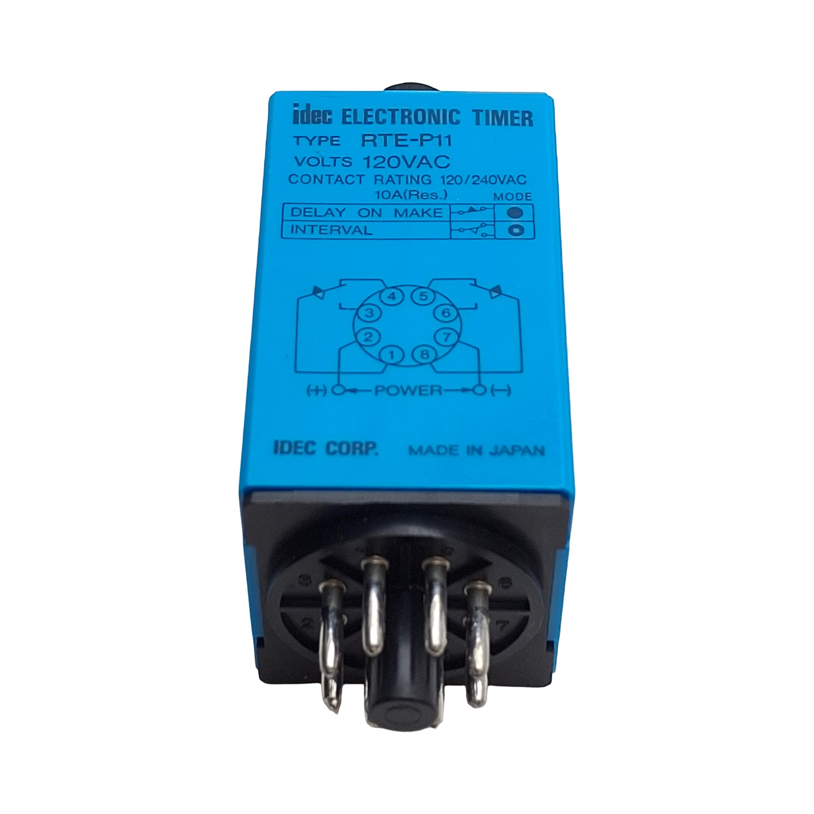 Idec RTE-P11-120VAC Time Delay Relay, 0.1s-10min Range, DPDT, 120VAC Coil