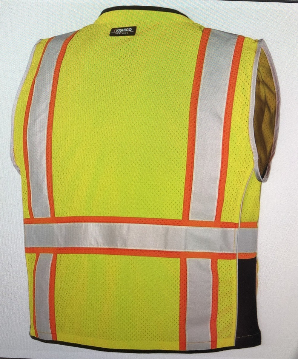 Kishigo Premium Black Series Heavy Duty Unisex Reflective Safety Vest,Lime,XL
