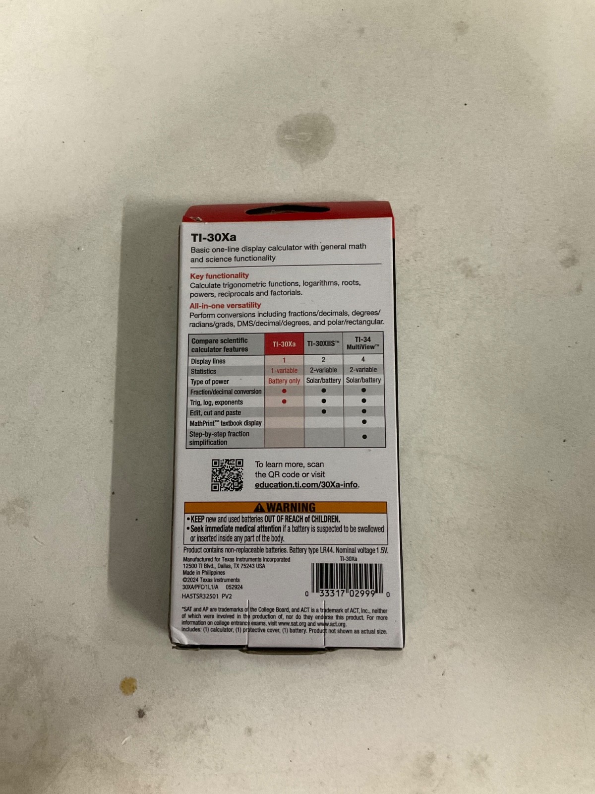 Texas Instruments TI-30Xa Scientific Calculator