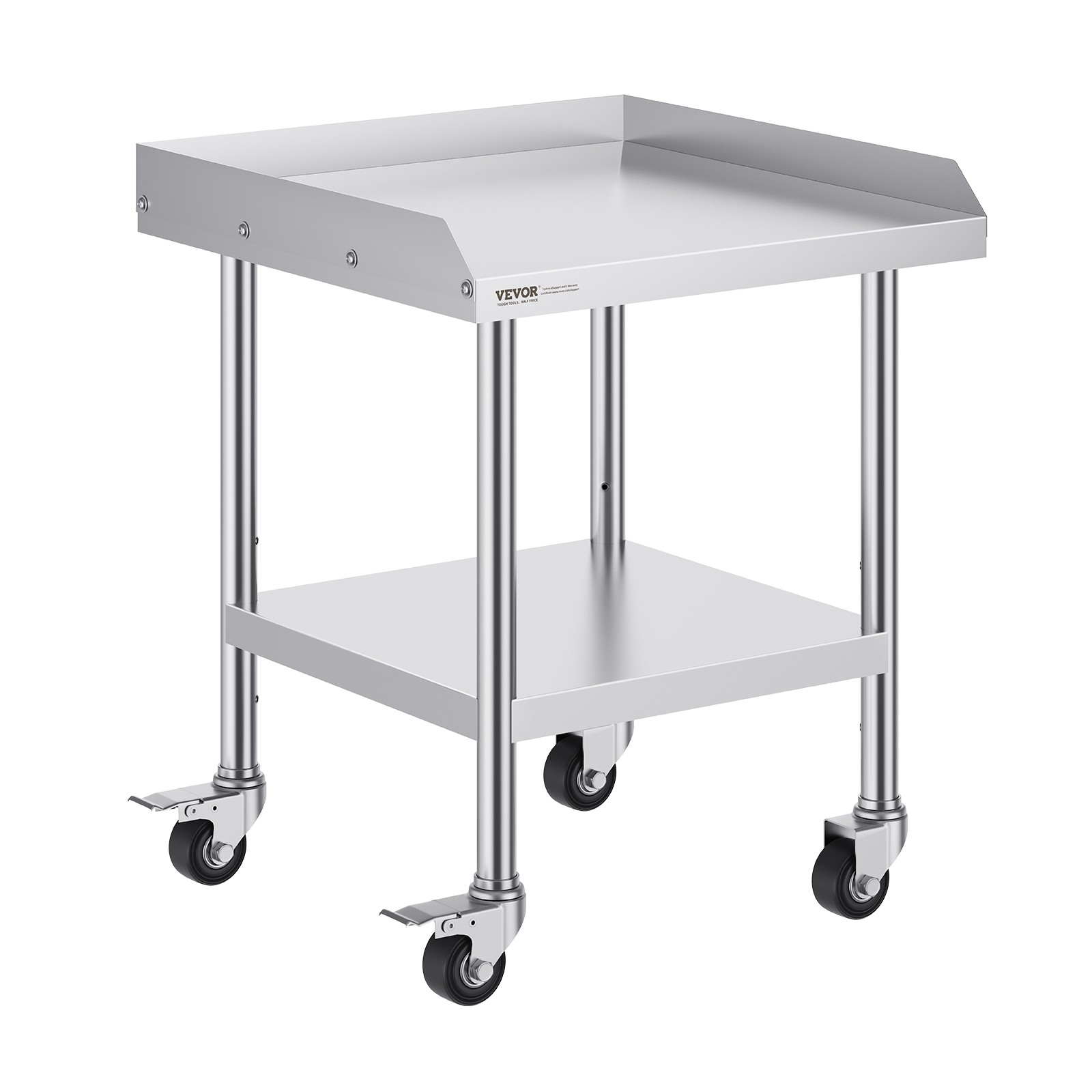 VEVOR Stainless Steel Work Table 24″x24″ Commercial Food Prep Table W/ 4 Casters