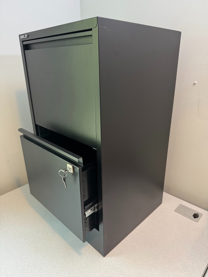 NEW! Bisley 2-Drawer Flush Front File Cabinet – Black **REDUCED PRICE**