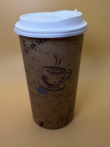 12 oz Disposable Paper Coffee Cups Coffee Bean Design and optional Lids