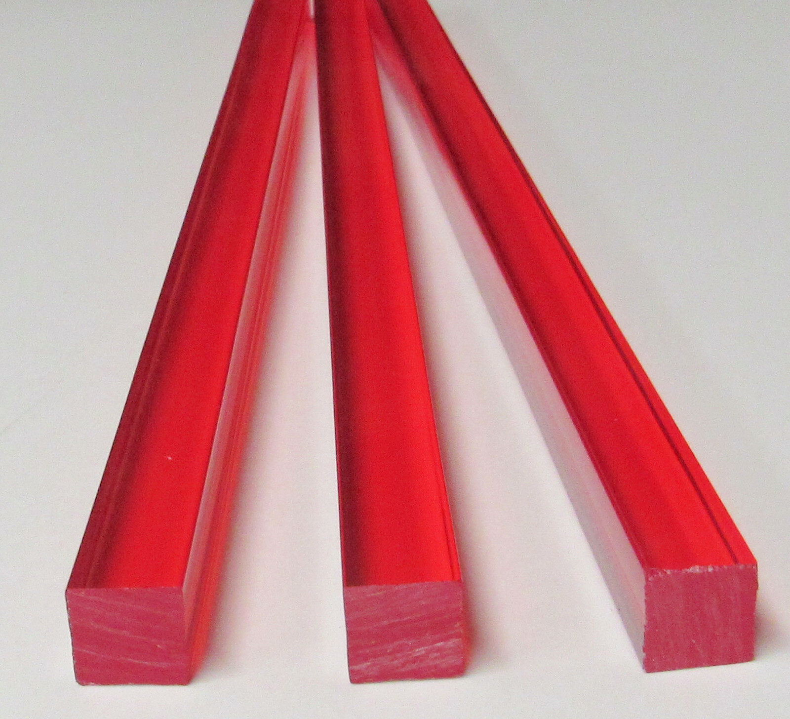 3 PC 1/2” x 1/2″ x 12” INCH LONG SQUARE CLEAR RED ACRYLIC TRANSLUCENT ROD .50″
