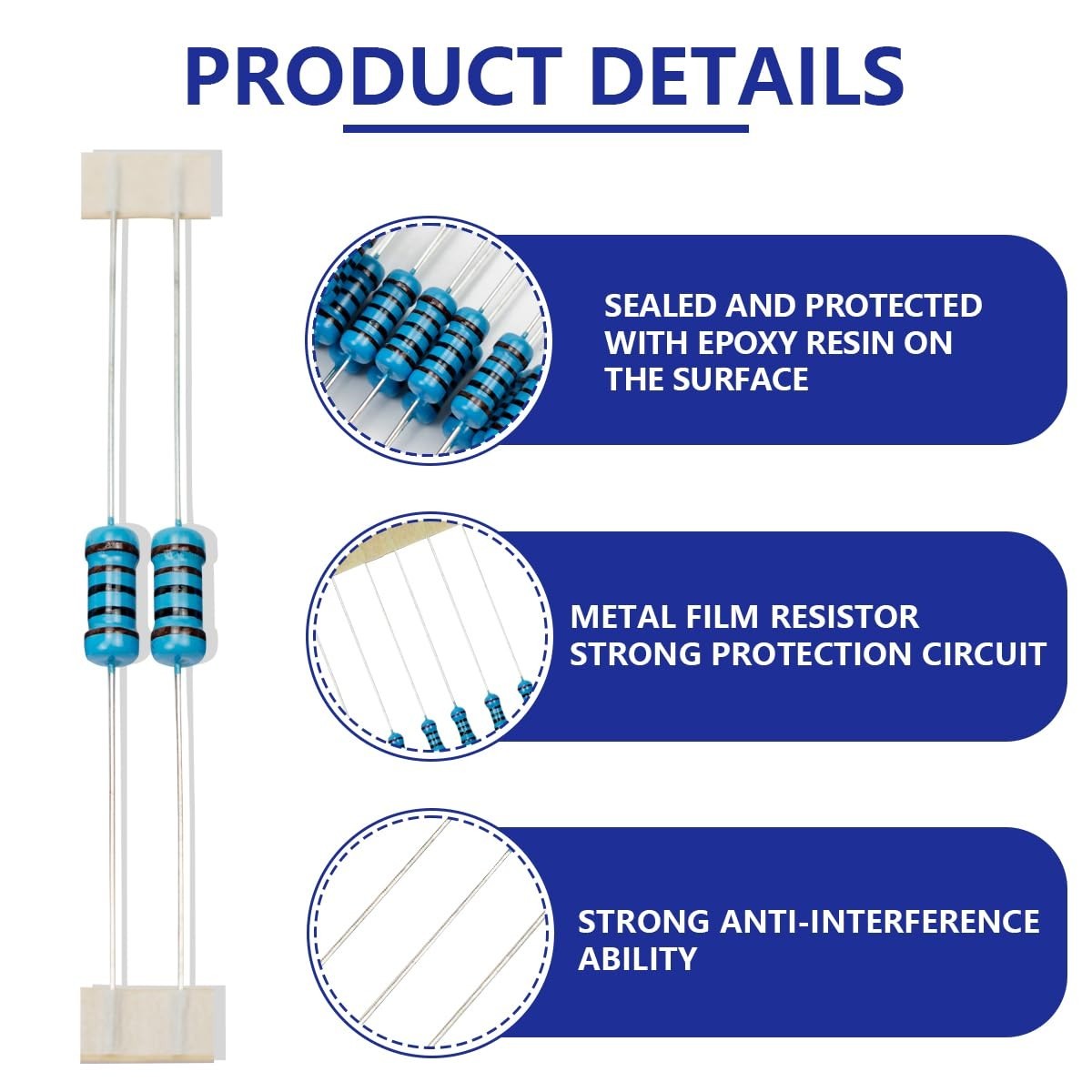 High-Quality 1K Ohm Metal Film Resistors – 50 Pcs for DIY and Experiments