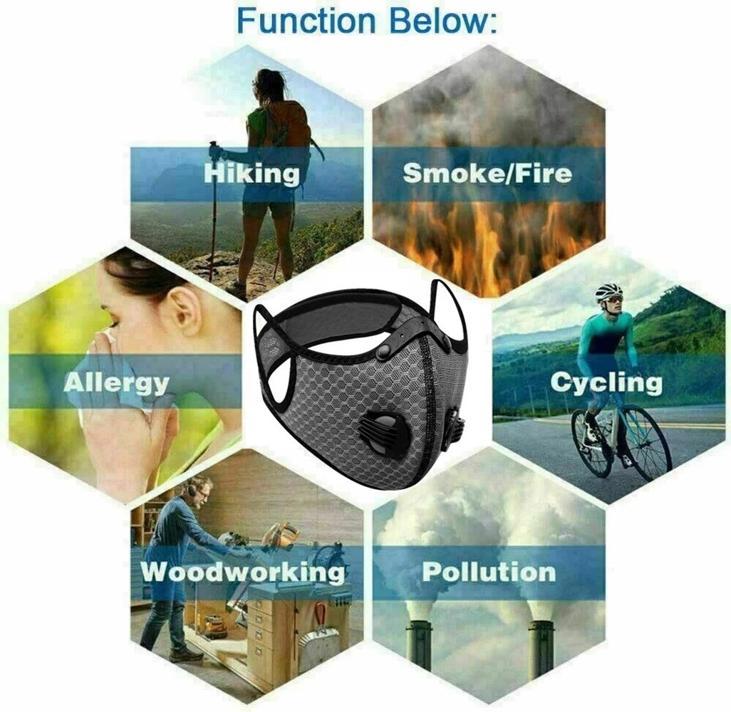 Half Face Cover Respirator Reusable Face Mask Filters Sports Worksite Facepiece