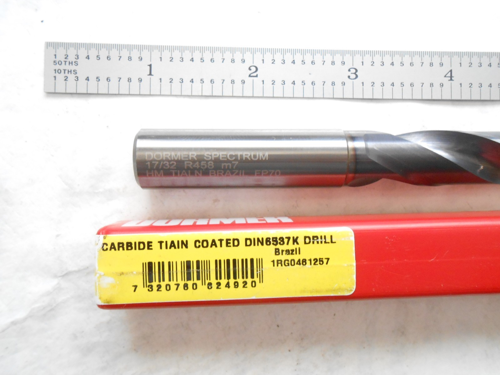 NEW DORMER H.P. 3XD SOLID CARBIDE DRILL 17/32″ CUT DIA. X 60MM FL X 107MM OAL
