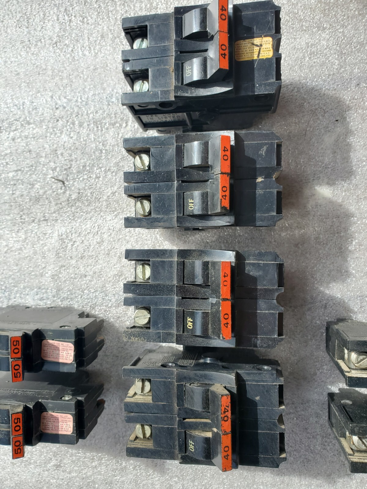Lot of 20 Federal Pacific Electric Breakers Stab-Lok 50A 40A 30A 20A 15A