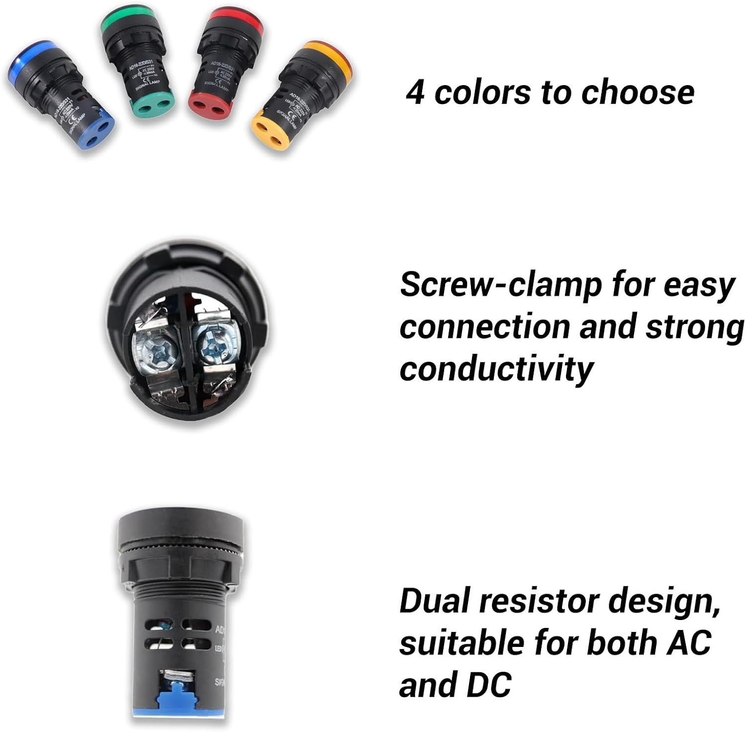 8Pcs 22Mm AC/DC 12V-24V LED Power Indicator Light, 20Ma Flashing Pilot Signal Pa