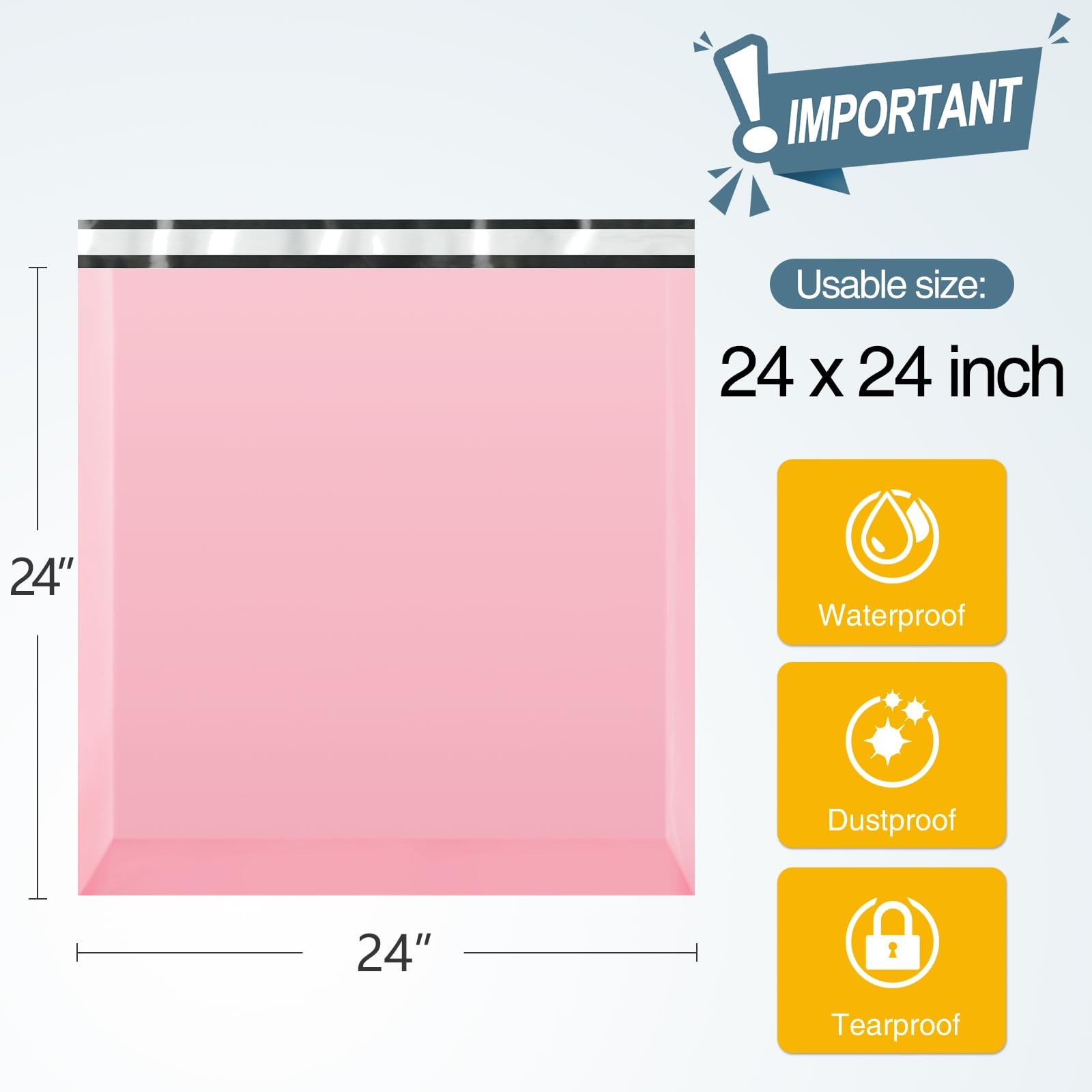 Famagic 50x 24×24″ Pink Poly Mailers, Waterproof Tearproof Shipping Bags