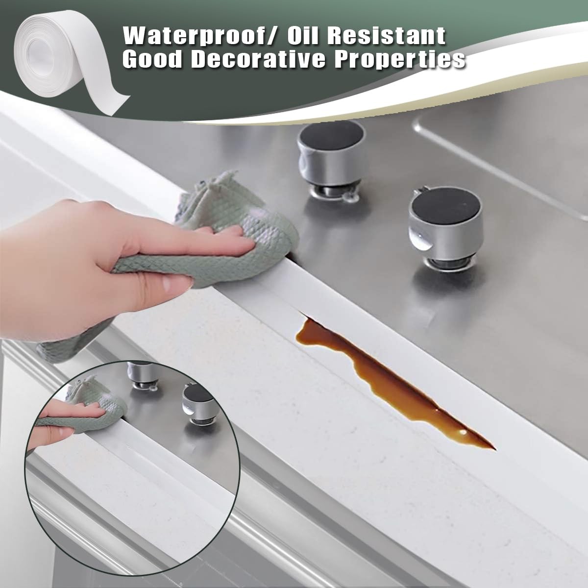 Caulk Tape – Waterproof Self-Adhesive Caulking Tape 1.5″ x 10.5Ft for Toilet …