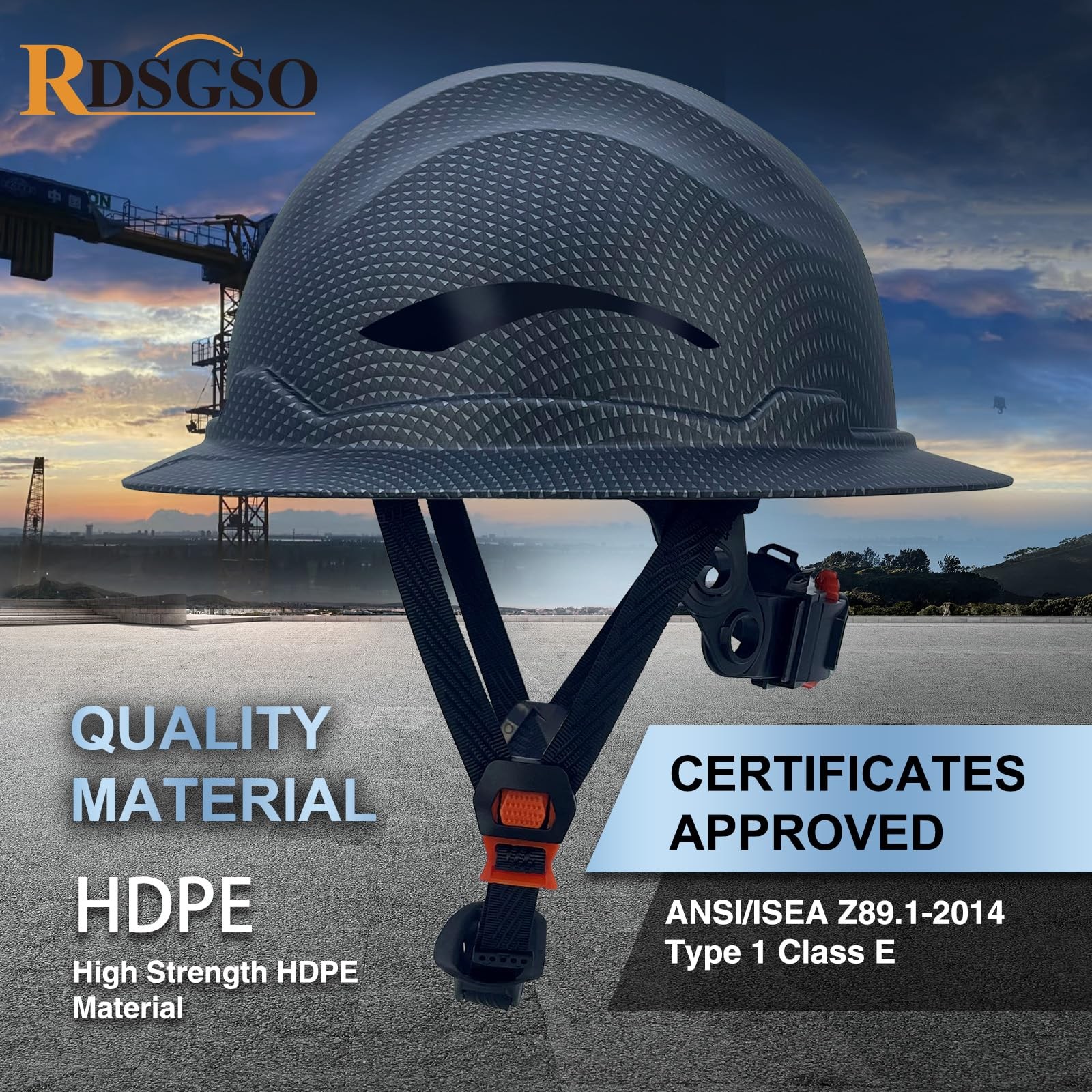 Full Brim Hard Hats ANSI/ISEA Z89.1 Type I Class E Certified 6-Point Suspensi…