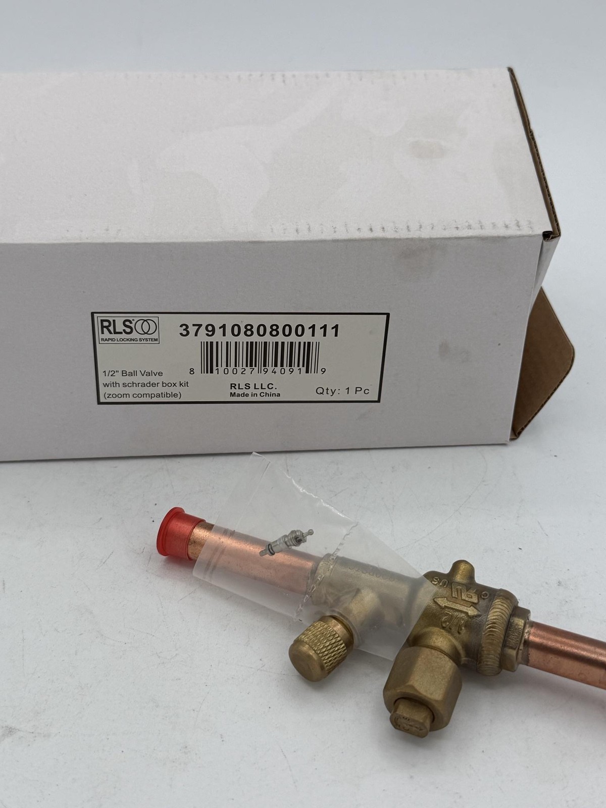 RLS 3791080800111 1/2 In Brass Refrigeration Ball Valve Schrader Kit HVAC Zoom