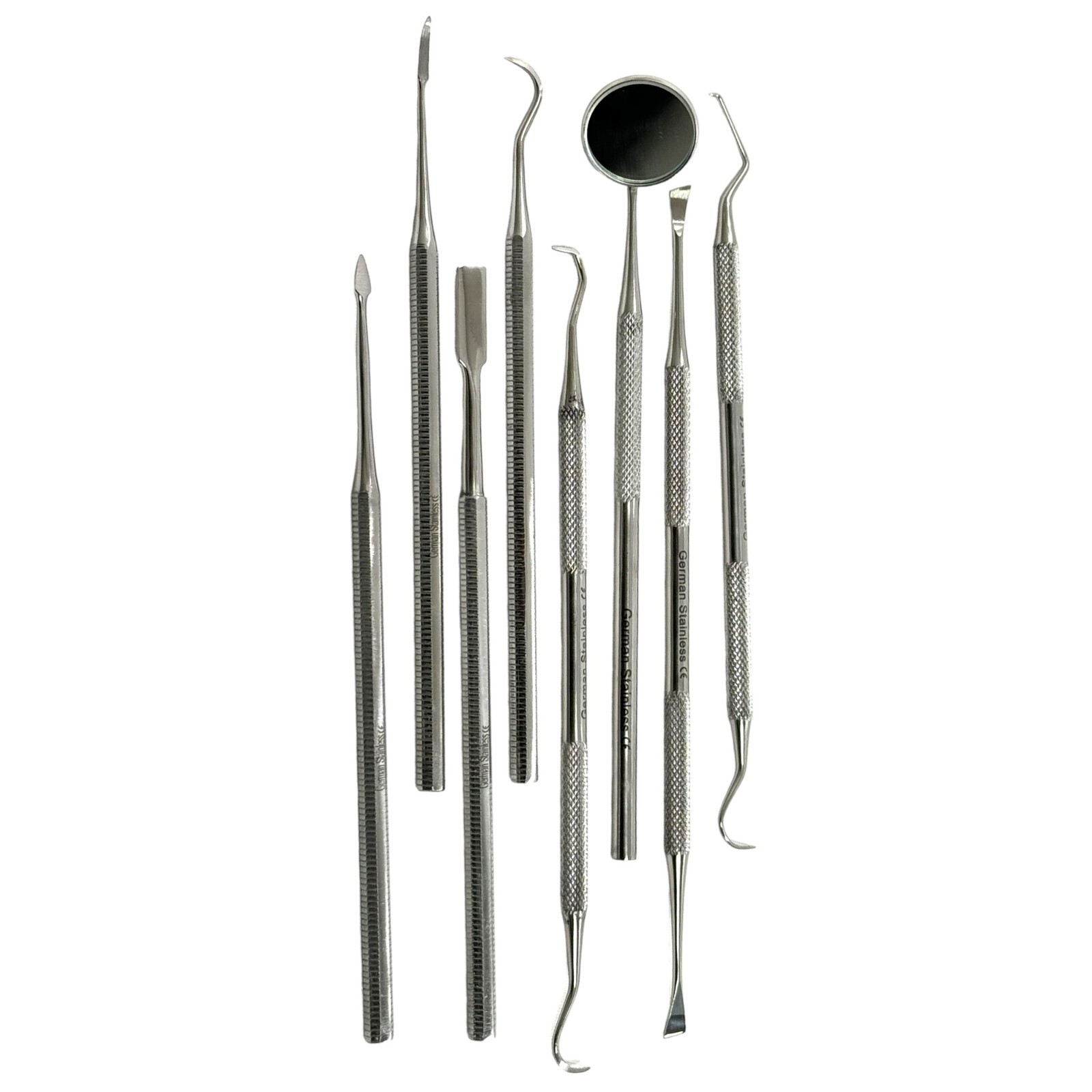 8 Piece Dental Scaler Set With Spatula, Mouth Mirror, Probe, Dental Instruments